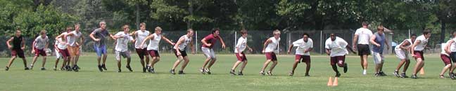 Hardin County Football team doing plyometrics