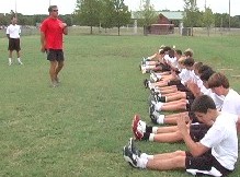 Rush Soccer boys team developing correct arm acceleration mechanics